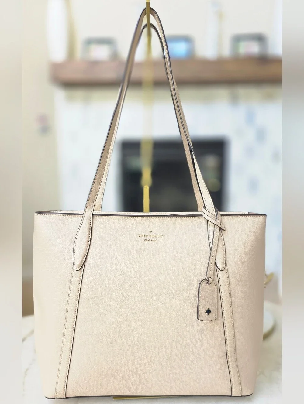 Kate Spade New York Cara Large Pebbled Leather Tote in Tiramisu